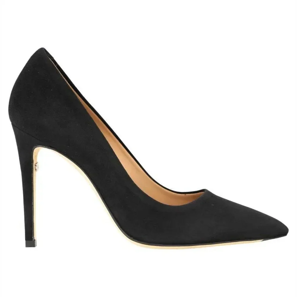Gucci Women's Black Suede Pointed Toe Pumps Heel Size 39.5